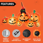 Witchwood™ 7 ft Halloween Inflatable Long Pumpkin with Witch's Cat Decorations Inflatables with Build-in LEDs,Halloween Decor Outdoor Blow Up Yard Decorations
