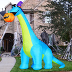 Witchwood™ COMIN Halloween Inflatables 10 FT Tall Dinosaurs Eating Pumpkin Blow Up Yard Decoration with Built-in LED for Yard Garden Party Lawn