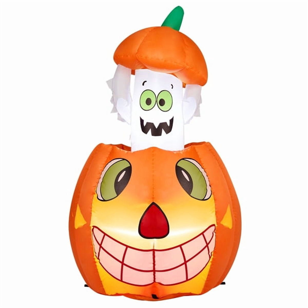 Witchwood™ 2.8FT Halloween Inflatable Animated Pumpkin Ghost, 2 White LED Lights, Weather-Resistant Polyester, for Small Spaces/Accent Decor