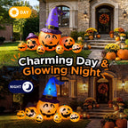 Witchwood™ 8.7ft Long Halloween Inflatable Pumpkin Decoration with Built-in LED Lights, Large Outdoor Blow-Up Yard Decor for Lawn, Garden, Porch, Haunted House and Halloween Party