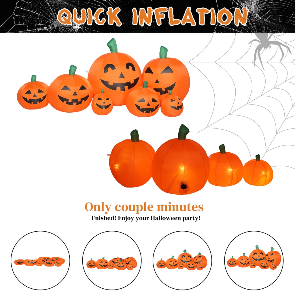 Witchwood™ 7 FT Halloween Inflatables Pumpkin, Halloween Decoration 7 Blow up Pumpkins w/ Build-in LEDs for Halloween Party