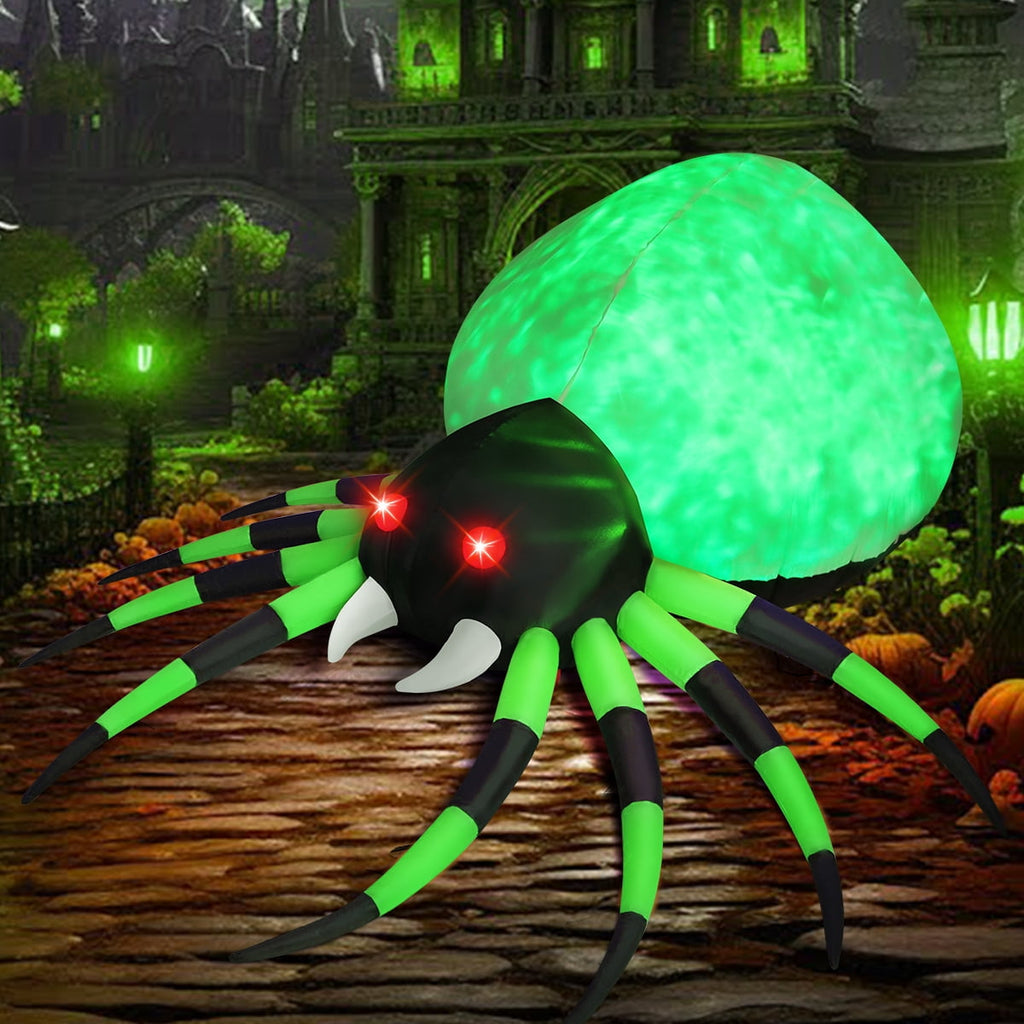 Witchwood™ Halloween Inflatable 8 FT Halloween Blow Up Spider, Halloween Inflatables Spider Giant Spider Inflatable with LED Lights Built-in, Outdoor Halloween Decorations Clearance for Halloween/Holiday