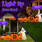 Witchwood™ 8FT Halloween Inflatable Pumpkin Ghost Scene, 5 Total LEDs, Waterproof Polyester, Quick Inflation with Stakes/Ropes for Yard/Garden/Indoor