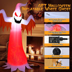 Witchwood™ Costway 8 FT Halloween Inflatable White Ghost with Rotatable Flame LED Lights