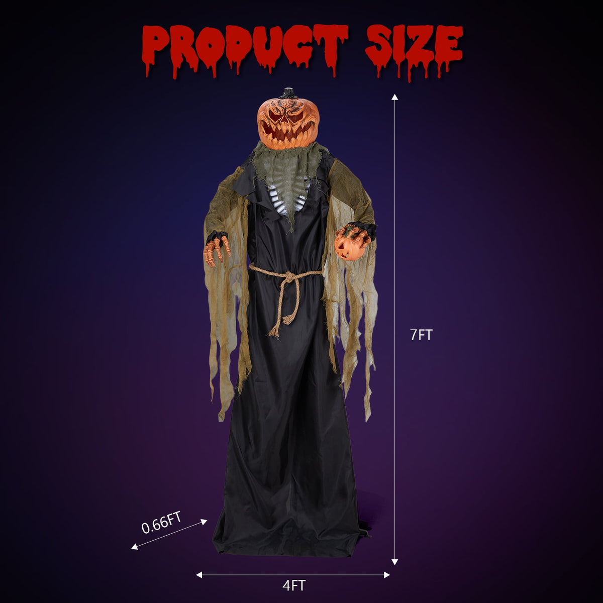 Witchwood™ 7FT Halloween Animatronic Standing Pumpkin Man The Sound Activated Halloween Prop