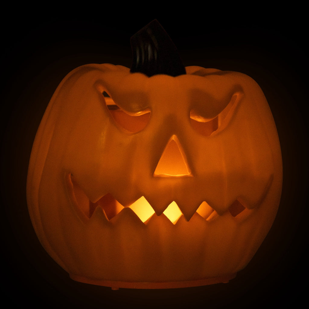 Witchwood™ 9.75" Jack-O-Lantern Animated Double-Sided Halloween Pumpkin - Orange/Green