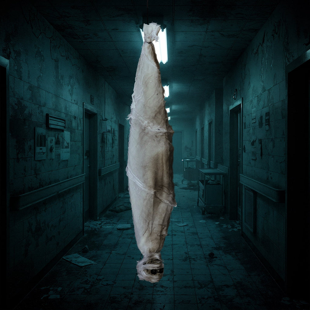 Witchwood™ 3ft Hanging Zombie Animated Halloween Decoration Creepy Mummy Halloween w/ Pre-Recorded Screaming, LED Eyes