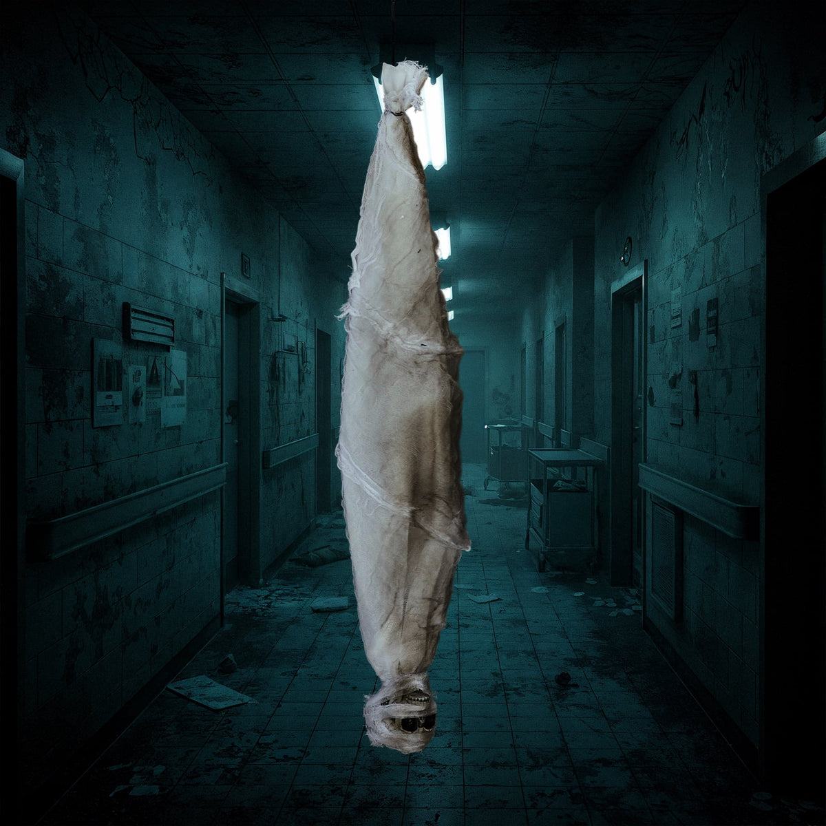 Witchwood™ 3ft Hanging Zombie Animated Halloween Decoration Creepy Mummy Halloween w/ Pre-Recorded Screaming, LED Eyes