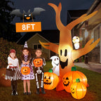 Witchwood™ 8FT Halloween Inflatables Dead Tree,Outdoor Halloween Decorations with Built-in LED Lights,Halloween Blow Up Yard Decorations with Pumpkin,Ghost,and Owl