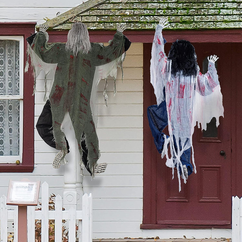 Witchwood™ 2 Pack 47 inch Halloween Decor Climbing Zombie Skeleton with Bloodstains,Halloween Hanging Decorations Indoor and Outdoor Yard Decorations