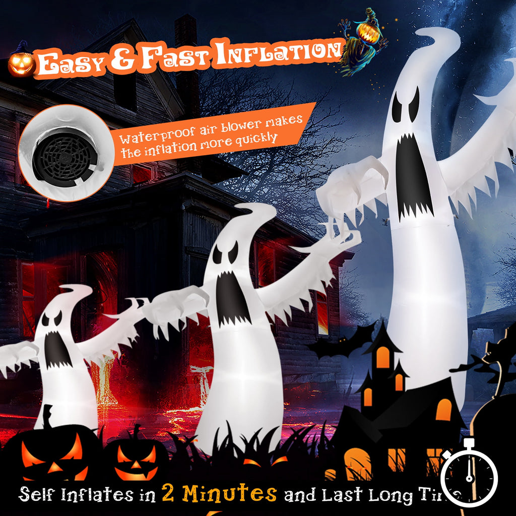 Witchwood™ Costway 12ft Halloween Inflatable Ghost Quick Blow up w/LED Lights Outdoor Yard Scary Decoration