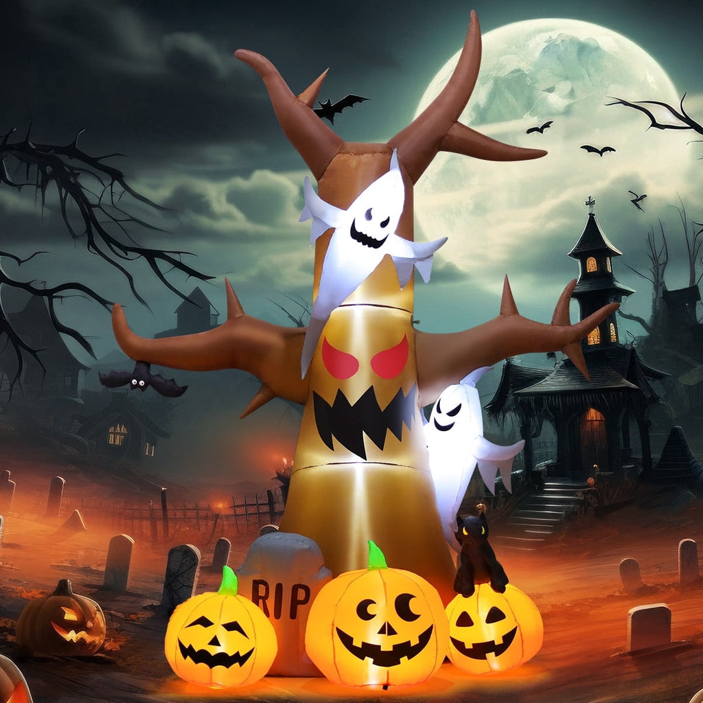 Witchwood™ Halloween Inflatable 11.8 FT Inflatable Halloween Tree, Halloween Inflatable Tree Scary Halloween Blow Up Tree with LED Lights, Outdoor Halloween Decorations Clearance for Halloween/Holiday