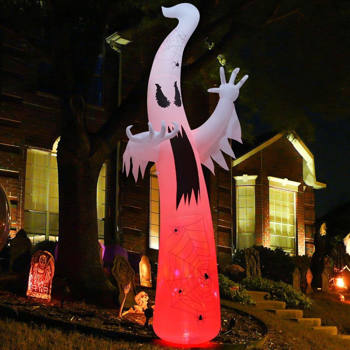Witchwood™ Halloween Inflatable 11.8 FT Inflatable Halloween Ghost, Inflatable Halloween Ghost Scary Blow Up Ghost with LED Lights, Outdoor Halloween Decorations Clearance for Halloween/Holiday/Party