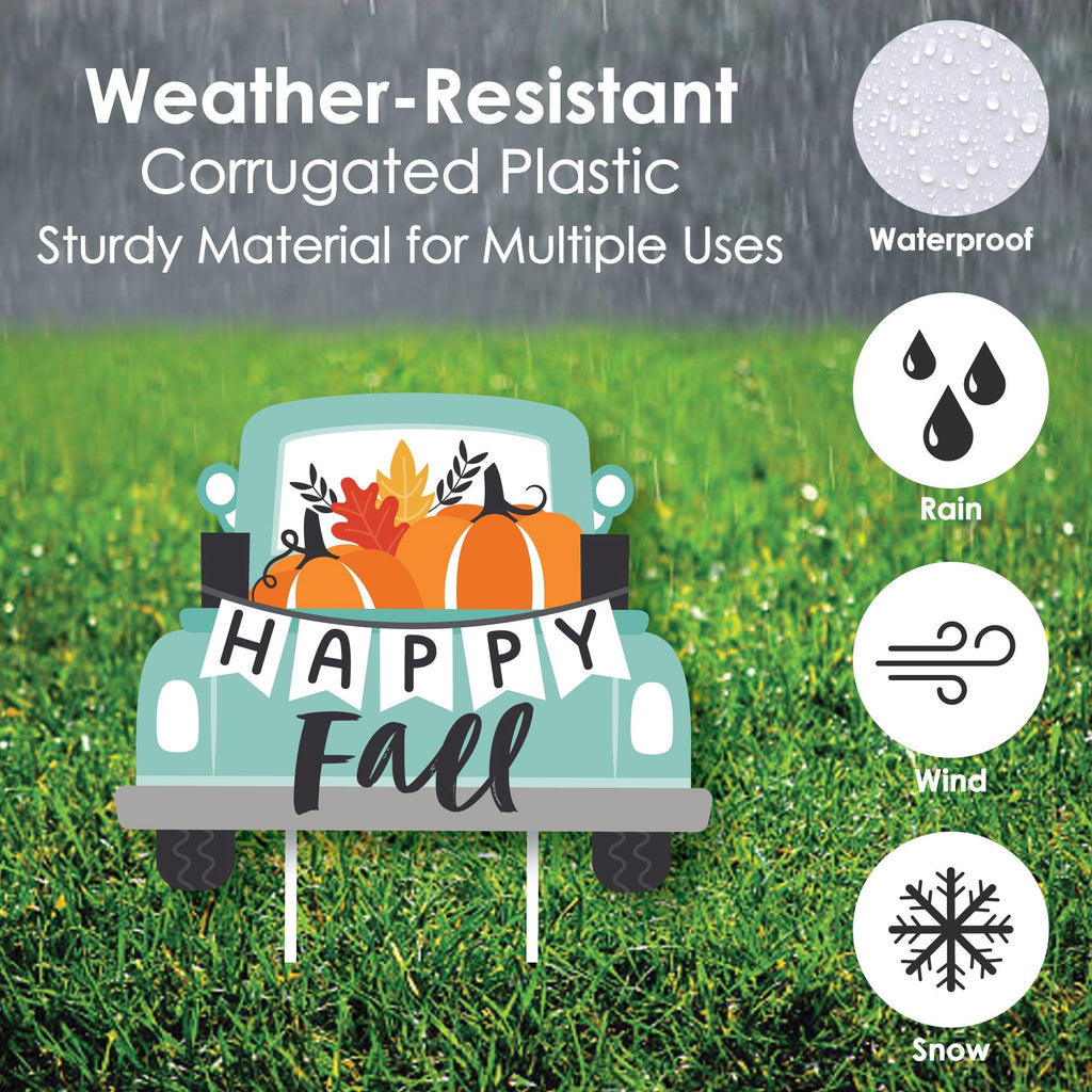 Witchwood™ Big Dot of Happiness Happy Fall Truck - Lawn Decorations - Outdoor Harvest Pumpkin Party Yard Decorations - 10 Piece