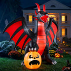 Witchwood™ 8 ft Halloween Inflatable Fire Dragon with Pumpkin,Animated Moving Mouth & Internal LED Lights,Blow Up Yard Decor Outdoor Lawn Garden Indoor Porch Patio Spooky Halloween Decoration
