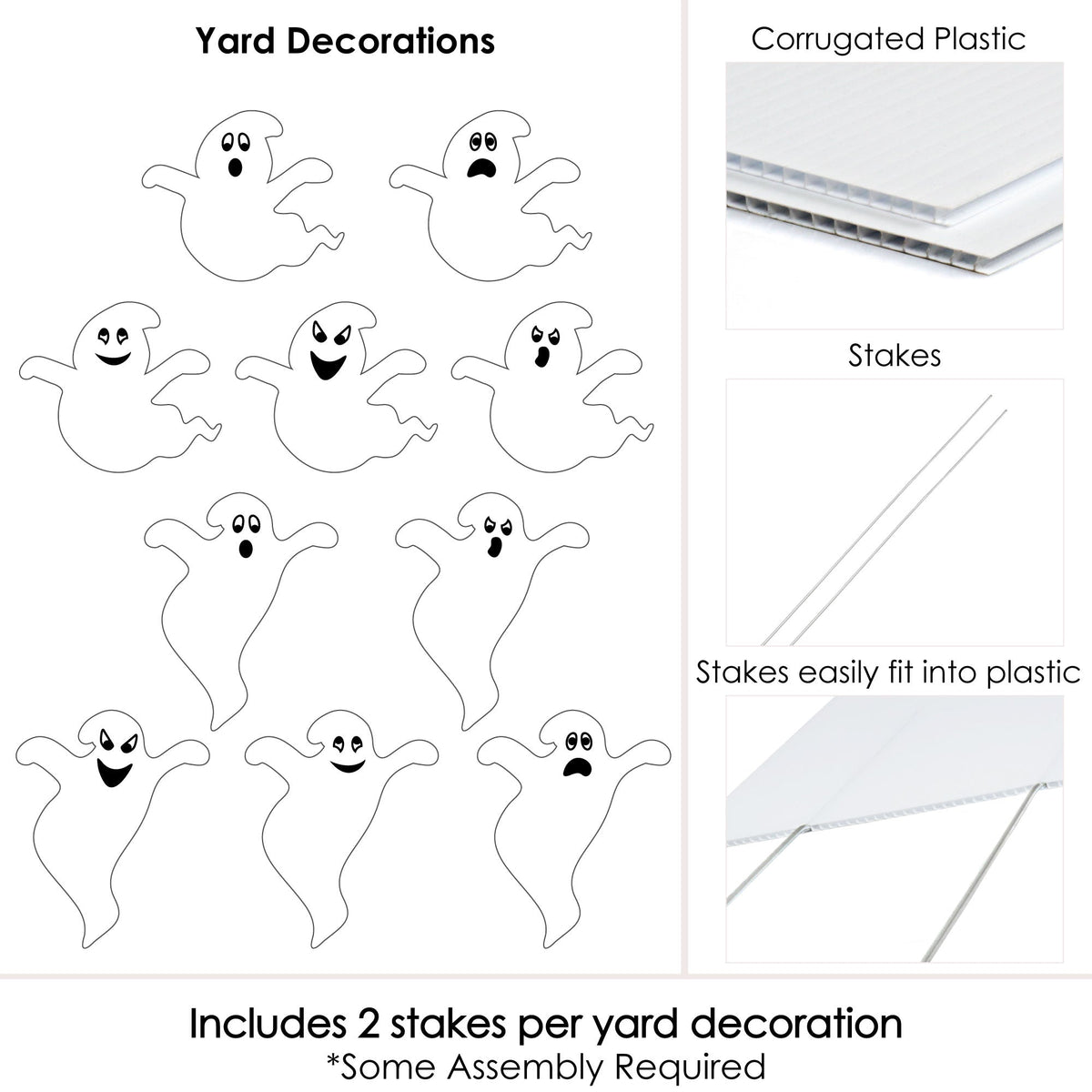 Witchwood™ Big Dot of Happiness Spooky Ghost - Ghost Shape Lawn Decoration Signs - Outdoor Halloween Yard Decorations - 10 Piece