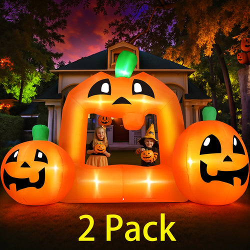 Witchwood™ (2 pack) 8.5FT Halloween Inflatable,Pumpkin Photo with Lights for Party Yard Decorations