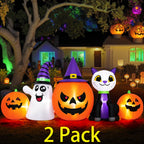 Witchwood™ (2 pack) 8FT Halloween Inflatable Pumpkins Ghost Cat with Lights,Blow ups Outdoor Decorations for Yard
