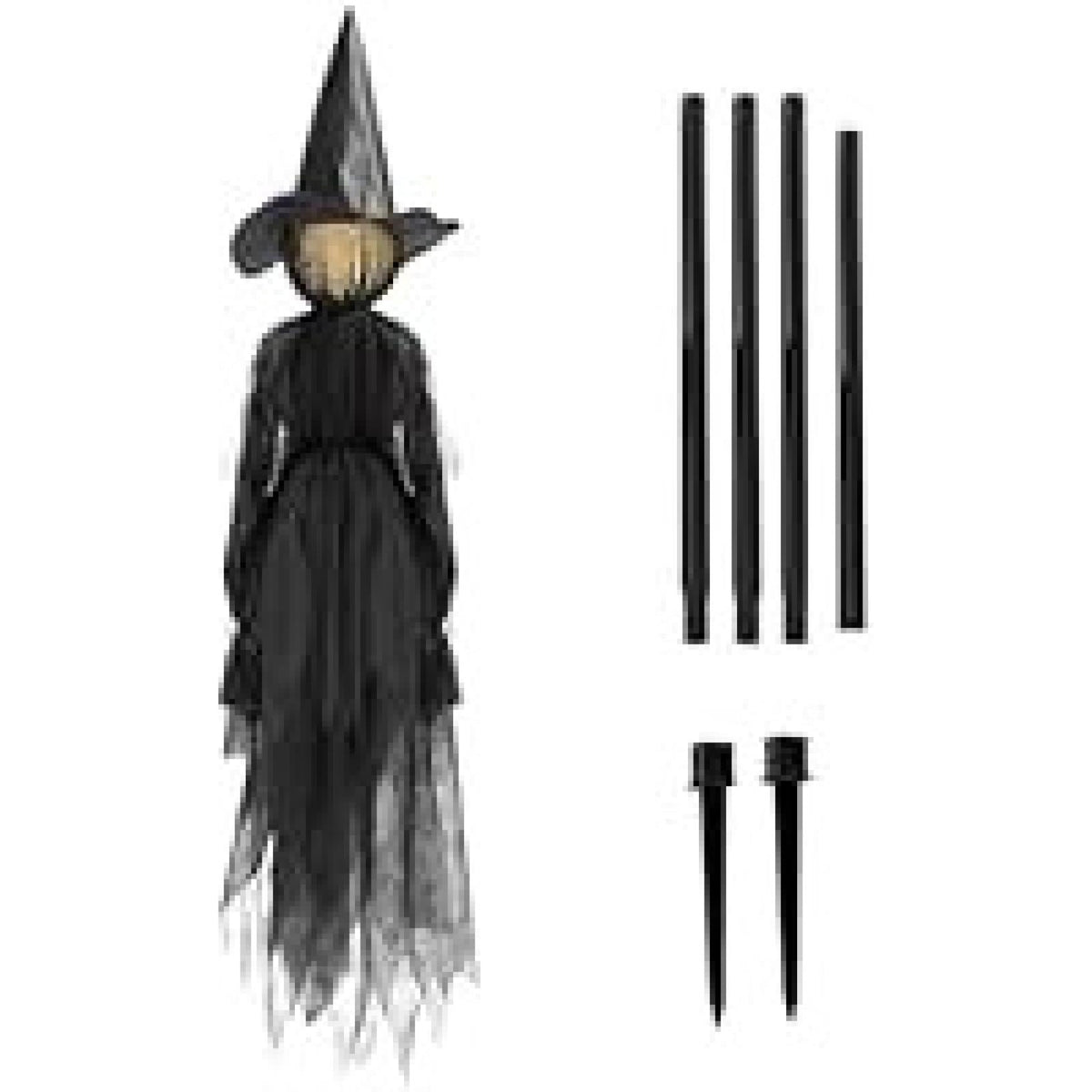 Witchwood™ Life-Size Light-Up Screaming Witches Halloween Decor - Outdoor LED Animated Witch with 7 Color Changing Lights & Sound Activation, Scary Yard Decoration