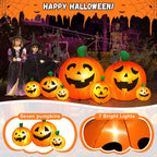 Witchwood™ 8 FT Halloween Inflatables Pumpkin,7 Pumpkins Halloween Outdoor Decoration with Built-in LED Lights,Halloween Blow Ups for Yard, Lawn, Garden Decor