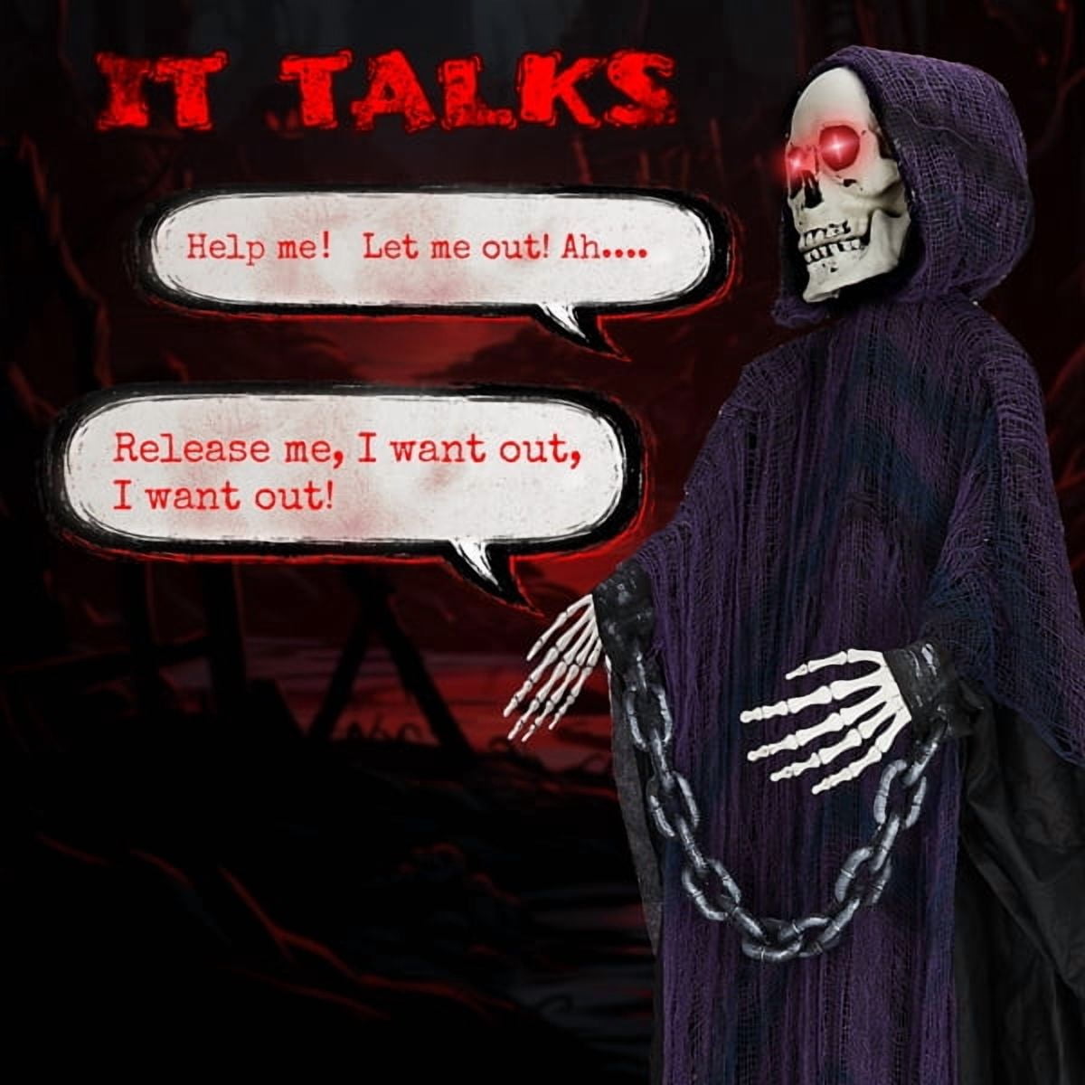 Witchwood™ 6ft Life-Size Halloween Animatronic Grim Reaper - Sound-Activated, 1-Minute Assembly for Yard/Haunted House/Party