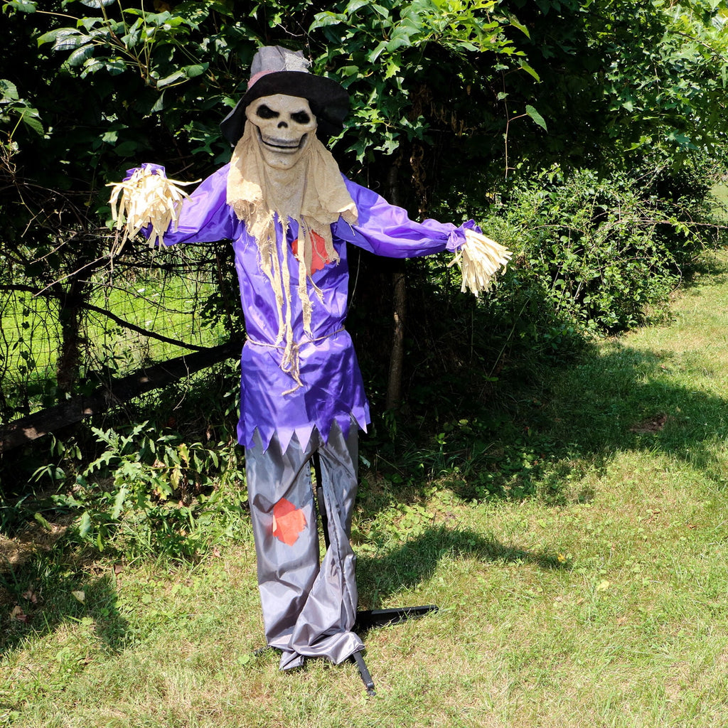 Witchwood™ 6 ft Standing Halloween Scarecrow Yard Decoration with LED Green Eyes, HHSCR-5FLS