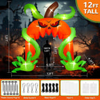 Witchwood™ 12FT Giant Halloween Pumpkin Arch Inflatable with LED Lights, Scary Blow-Up Decoration for Lawn, Garden, and Yard Holiday Party