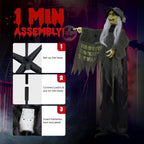 Witchwood™ 6FT Halloween Animatronic Witch Standing Outdoor Halloween Decoration w/ Red Eyes,Scary Sounds
