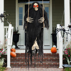 Witchwood™ 3 FT Halloween Hanging Swinging Skeleton,Light Up Creepy Grim Reaper with Black Hood Decorations for Halloween Hanging Decorations Indoor Outdoor Yard Home Decorations