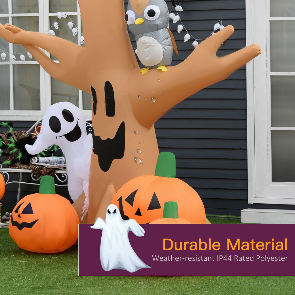 Witchwood™ 7.5FT Halloween Inflatable Scary Ghost Tree with Owl Ghost Pumpkins LED Lights Yard Decoration