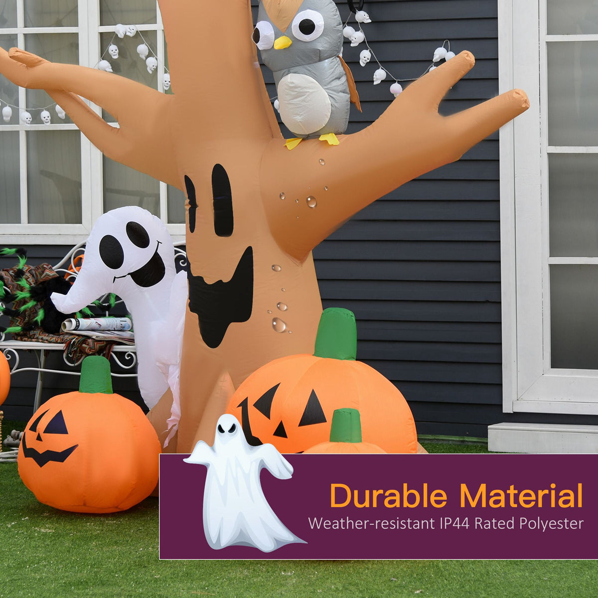 Witchwood™ 7.5FT Halloween Inflatable Scary Ghost Tree with Owl Ghost Pumpkins LED Lights Yard Decoration