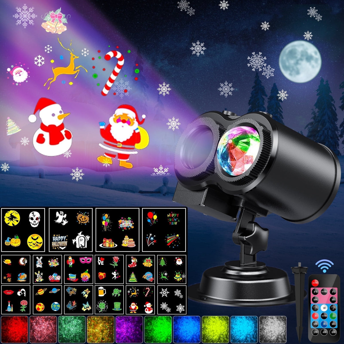 Witchwood™ Outdoor HD projector light, remote control 16 switchable modes, Christmas Halloween celebrations, birthdays, weddings and parties, waterproof light show