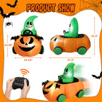 Witchwood™ (2 pack) 2.6ft Halloween Inflatable with Music and Lights,Remote Control Pumpkin Ghost Car,Blow ups Rc Car,Indoor Outdoor,Orange Green