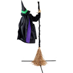 Witchwood™ 6 ft Touch-Activated Mounted Flying Witch Halloween Animatronic, HHWITCH-52FLS