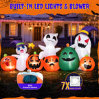 Witchwood™ 7ft Long Halloween Inflatable with Lights,Pumpkin Ghost for Outdoor Decorations