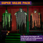 Witchwood™ 3 Pack Halloween Hanging Ghosts,Scary Skeleton Ghosts Grim Reapers Decorations for Halloween Indoor Outdoor Yard Home Decorations