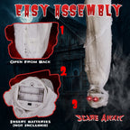 Witchwood™ 3ft Hanging Zombie Animated Halloween Decoration Creepy Mummy Halloween w/ Pre-Recorded Screaming, LED Eyes