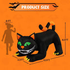 Witchwood™ COMIN 6 FT Animated Halloween Inflatables Black Cat Outdoor Decorations Blow Up Yard Large Cat with Moving Head and Built-in LEDs for Indoor Party Garden Lawn Decor