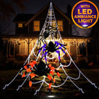 Witchwood™ JoyX Giant Halloween Spider Web Decoration Set, 23 ft Huge Web with 50" Large Spider, LED Light, and Glow in The Dark Spiders for Outdoor Yard Decor