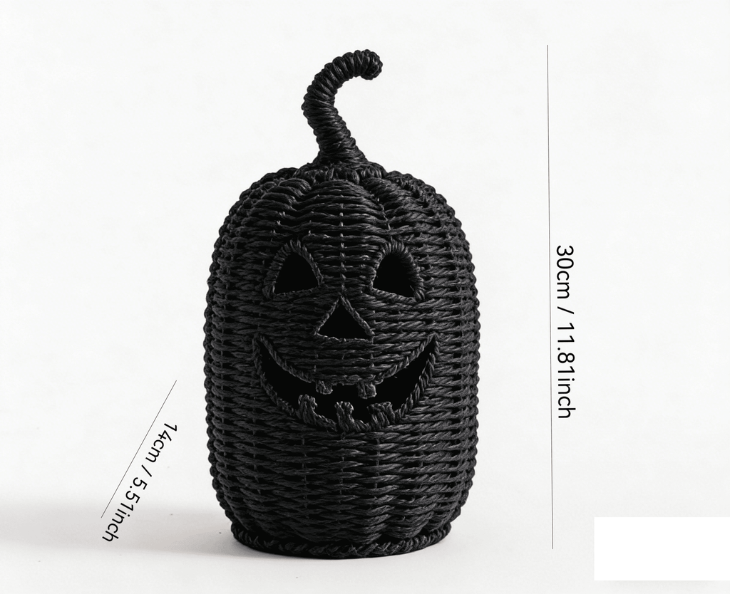 Witchwood™ THOPBPRK 2026 Black Halloween Woven Pumpkin Jack-O'-Lantern, Halloween Decorations Pumpkin, USE LED Candle, Rattan Fall Halloween Decor for Home, 1Pack 11.8 Inch A