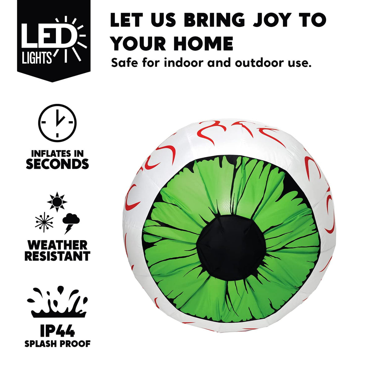 Witchwood™ 2 Pack Halloween Inflatable Eyes Decoration with Build-in LEDs,3 ft Blow Ups Green Eyes for Yard,Halloween Decor Outdoor with LEDs Party Supplies Blow up Decoration