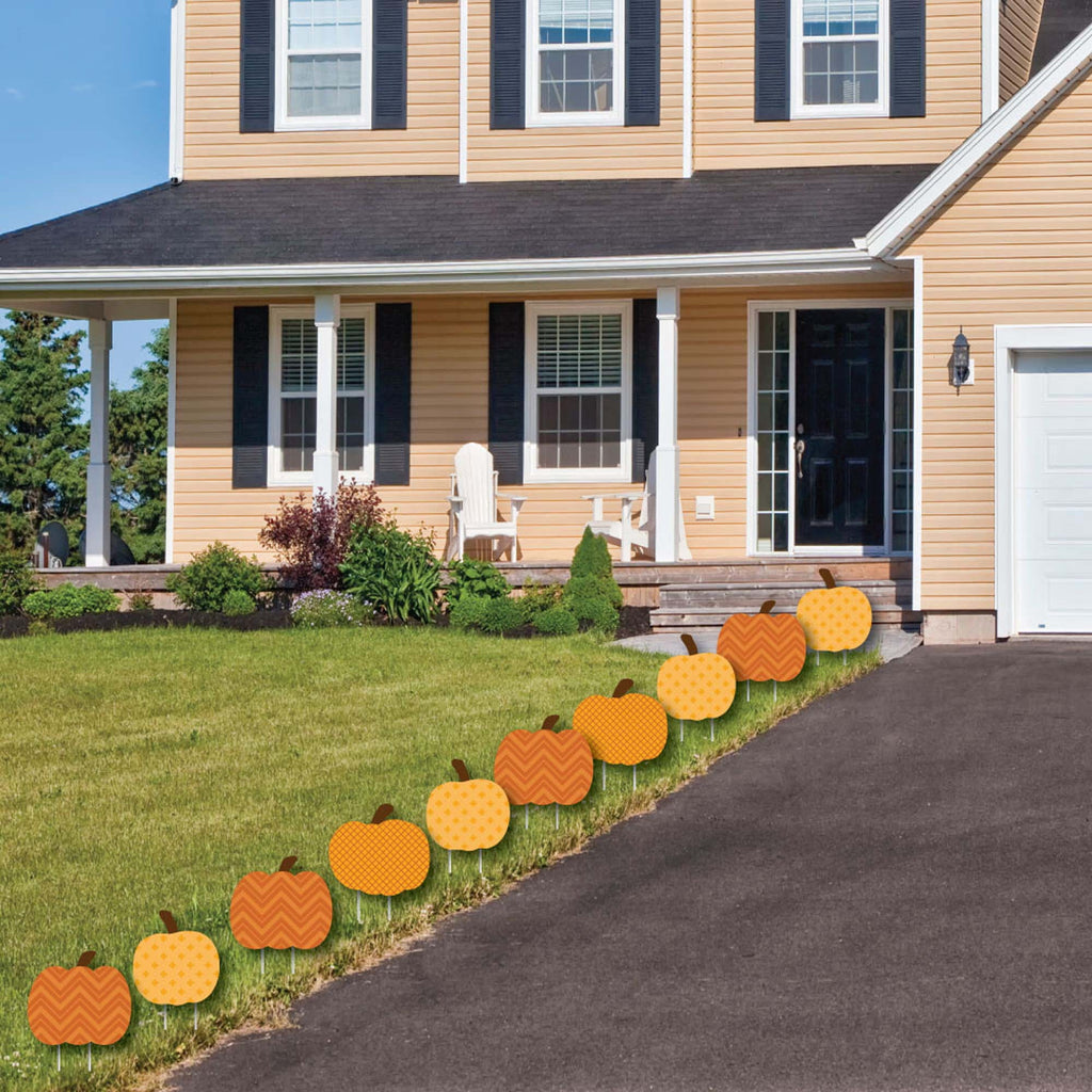 Witchwood™ Big Dot of Happiness Pumpkin Patch - Pumpkin Lawn Decoration Signs - Outdoor Fall, Halloween or Thanksgiving Yard Decorations - 10 Piece