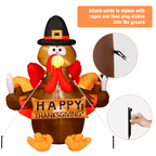 Witchwood™ Thanksgiving Inflatable Turkey 5FT Blow up Outdoor Thanksgiving Inflatables Decoration with LED Lights for Holiday Party Yard Garden