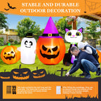 Witchwood™ 8ft Halloween Inflatable Pumpkins Outdoor Decor with Black Cat and Spectre,Built-in LED Lights,for Halloween Party,Yard,Garden,Lawn