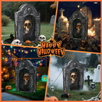 Witchwood™ Toiyjofe 3.5ft Large Halloween Tombstone with LED Skull Eyes, Foldable Battery Powered Graveyard Decor for Lawn, Garden & Haunted House