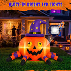 Witchwood™ 6.2FT Halloween Inflatable Decorations Pumpkin Spider with LED Lights, Halloween Blow Ups for Yard Party