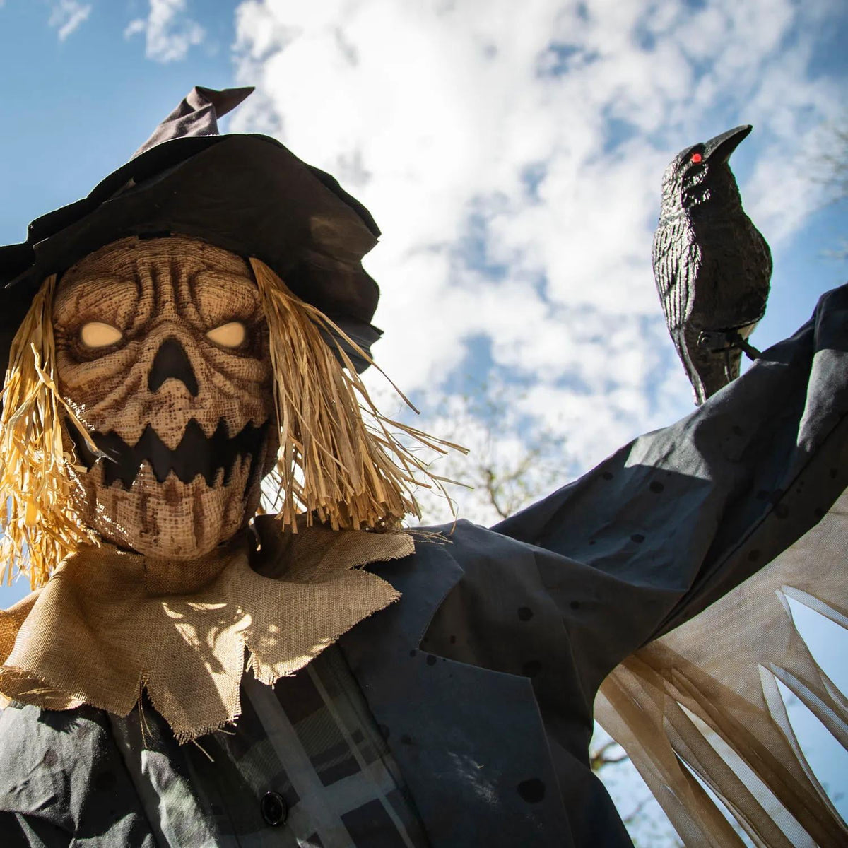 Witchwood™ Staked Scarecrow Prop 8ft Animated Halloween Yard Decor Haunted House Display