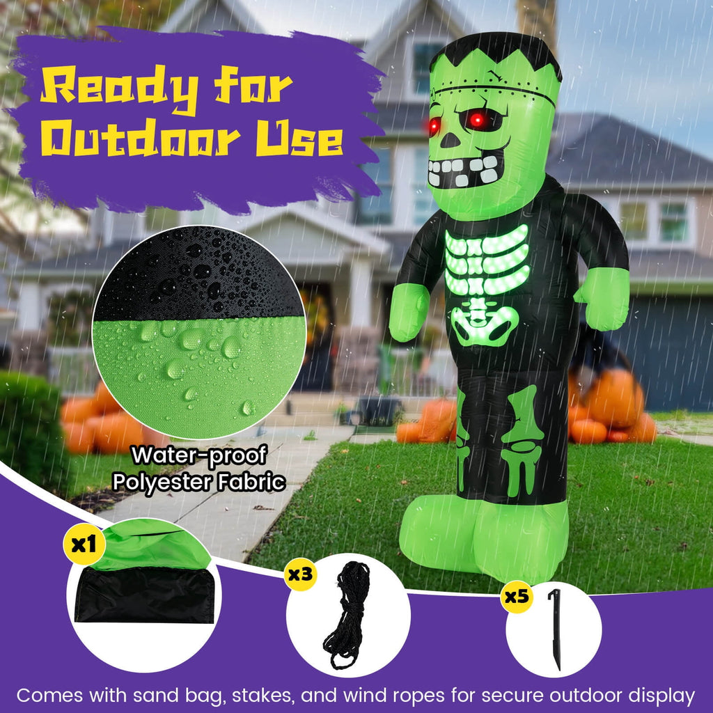 Witchwood™ Costway 8.4 Ft Tall Halloween Inflatable Decoration LED-lit Inflatable Green Zombie