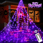 Witchwood™ Scidweet Halloween Decorations Outdoor, 500 LED Halloween Giant Spider Web Lights for Garden Yard Porch Home Decor, Purple White