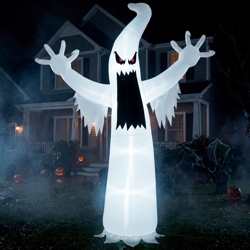Witchwood™ 12 ft Halloween Inflatable Outdoor Ghost,Giant Ghost Blow Up Decor with Built-in LED Lights,inflatables with Build-in LEDs,Spooky Outdoor Decorations for Yard & Lawn